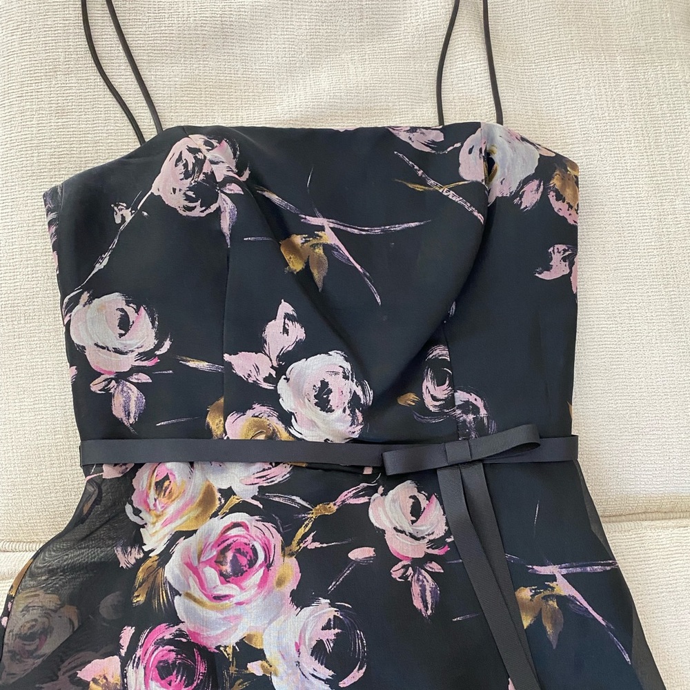 ABS Allen Schwartz Black Floral Formal Party Dress 6